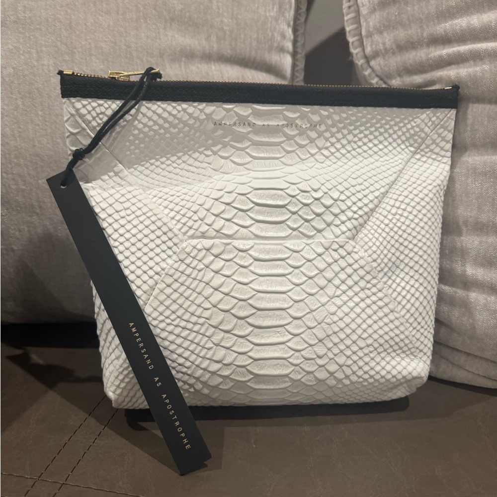 Ampersand As Apostrophe Faux Python Zip Clutch NWT - image 1